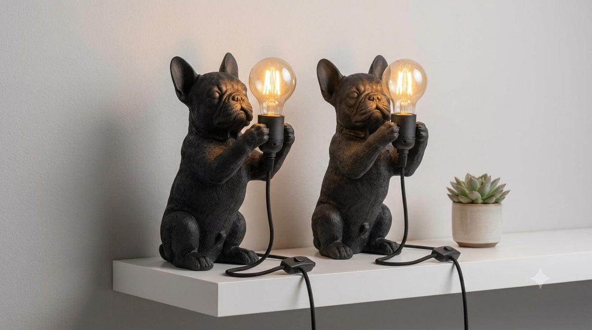 Lampada Bulldog Francese (set da 2) – Nero, 25 cm