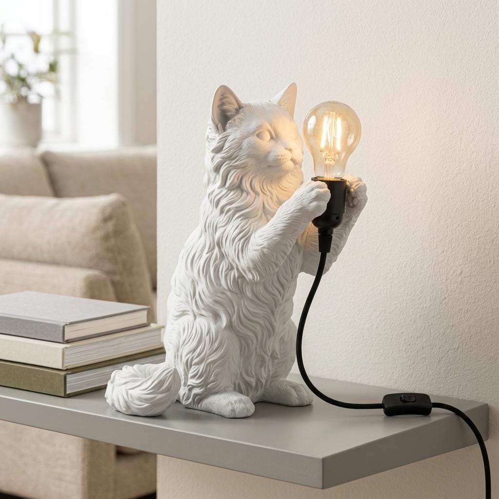 Lampada Gatto Ragdoll – Bianco Opaco
