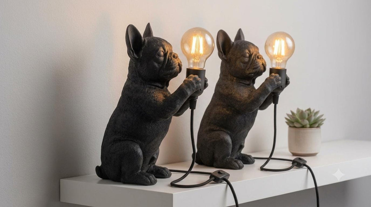 Lampada Bulldog Francese (set da 2) – Nero, 25 cm – foto 2